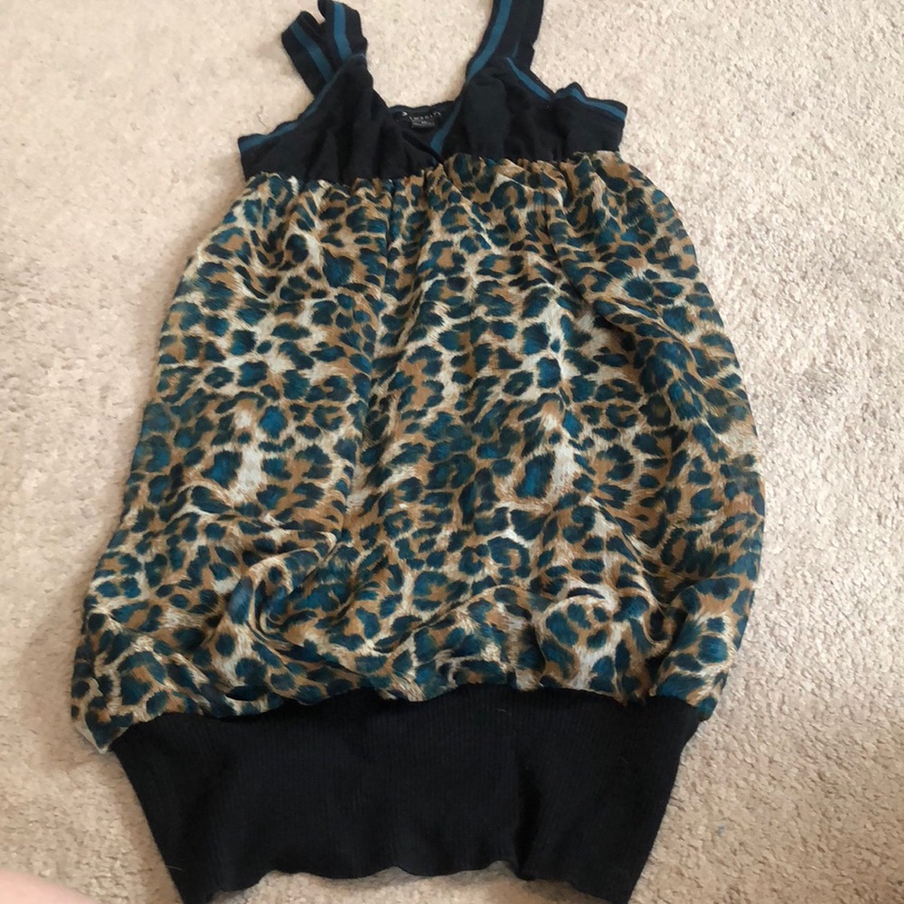 Blue leopard print tank top